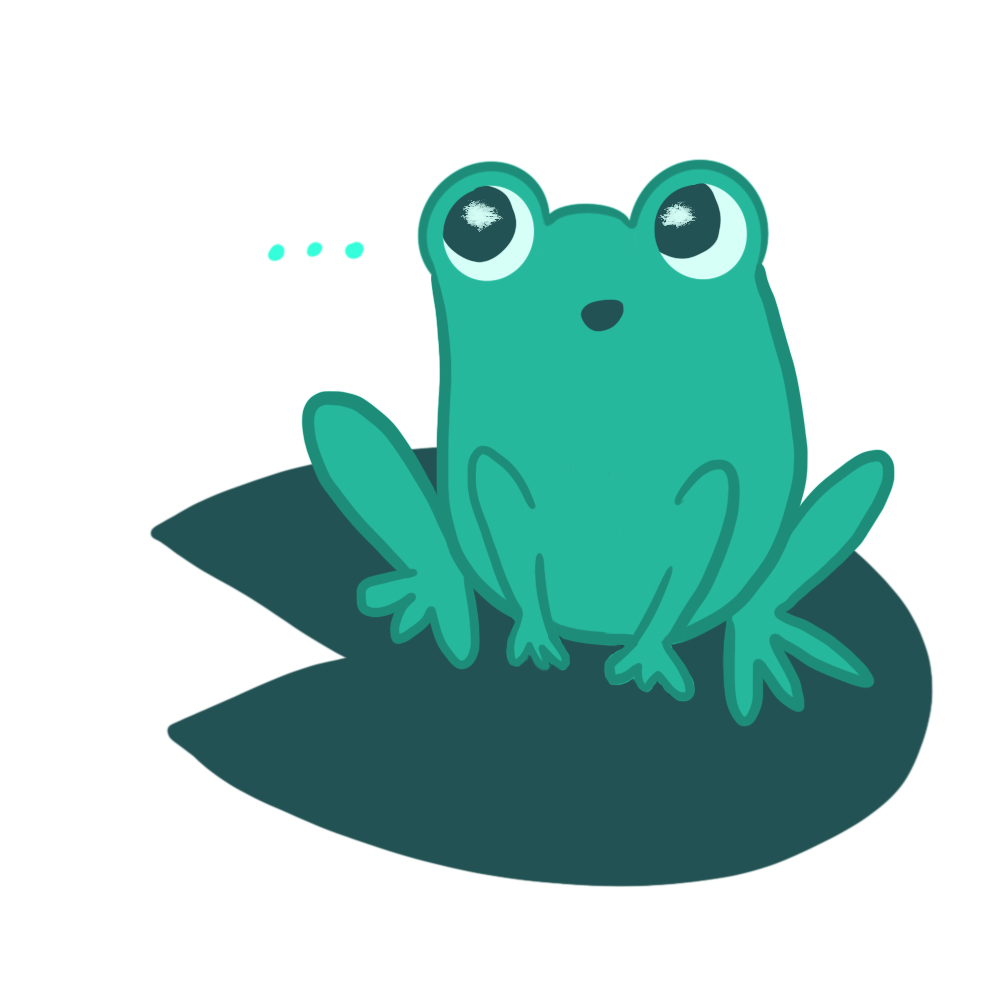 Drawing of excited frog on lilypad