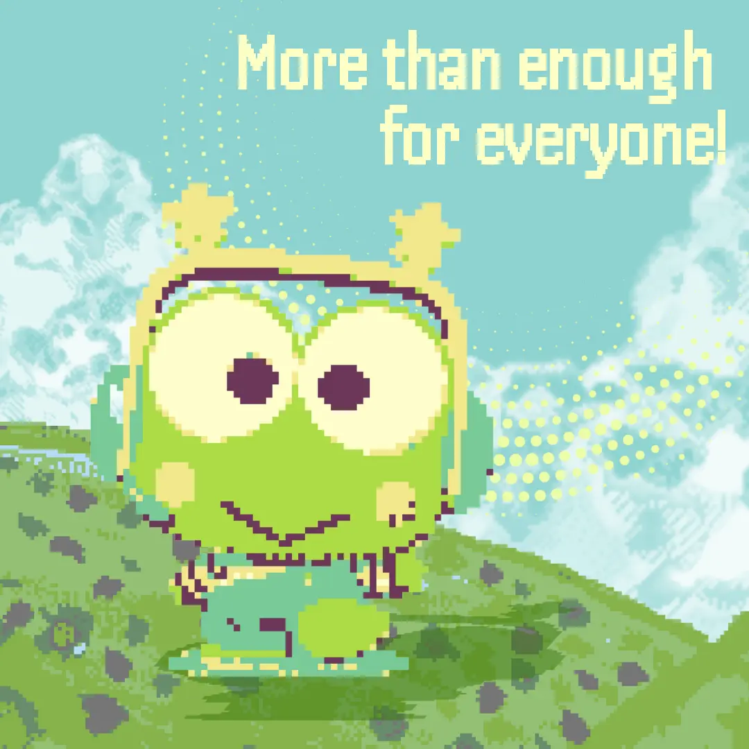 Bitmap Keroppi on a field